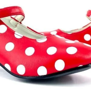 Scarpe da Flamenco Rosse con Pois Bianchi per Bambina
