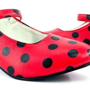 Scarpe da Flamenca Rosse con Pois Neri per Donna