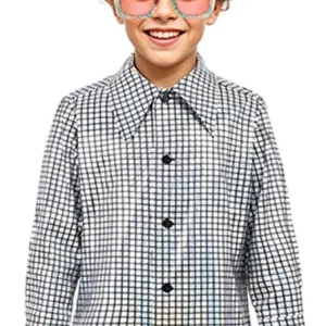 Camicia Disco Argento con Brillantini per Bambino