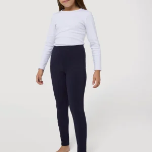 Leggings da bambina in caldo cotone blu naturale