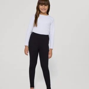 Leggings da bambina in caldo cotone naturale nero