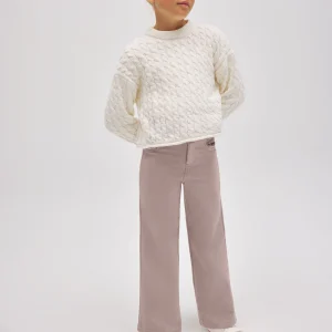 Pantaloni larghi da bambina con tasche in grigio