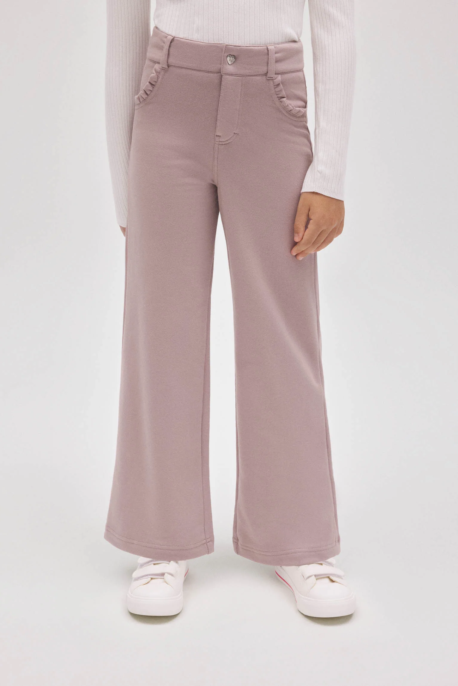 Pantaloni larghi da bambina con tasche in grigio - immagine 4