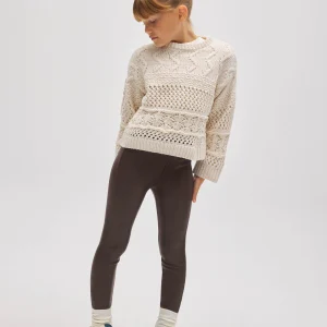 Leggings termici effetto pelle color cioccolato per bambine