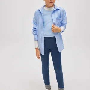 Leggings termici effetto pelle blu navy per bambine