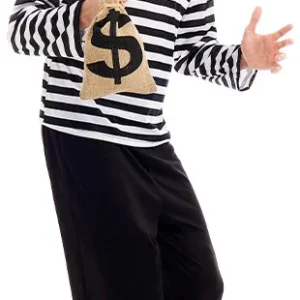 Maglietta Ladro Righe Nere e Bianche per Adulto