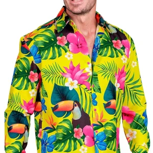 Camicia Hawaiana Tropical Gialla per Uomo