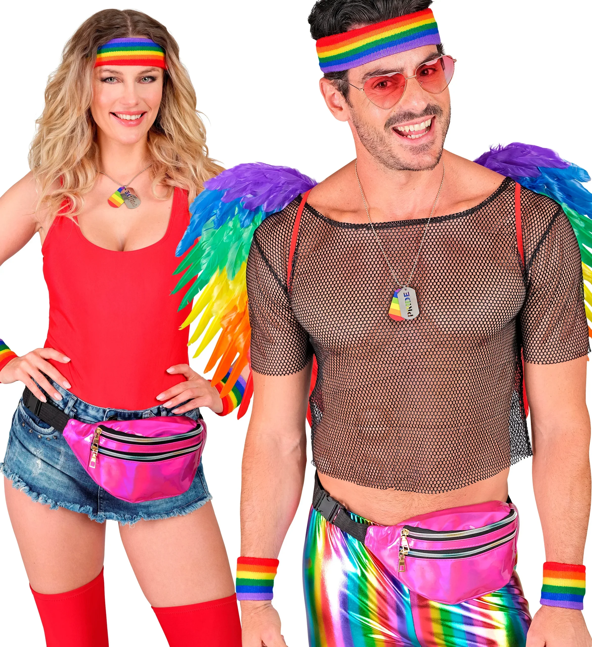 Fascia e Polsini Arcobaleno Stile Anni 80 - immagine 3