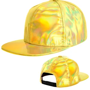 Cappello da Rapper Hip Hop Olografico Dorato