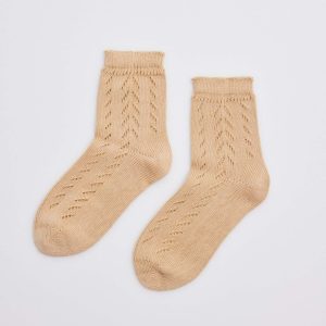 Calzini traforati per bambini color cammello