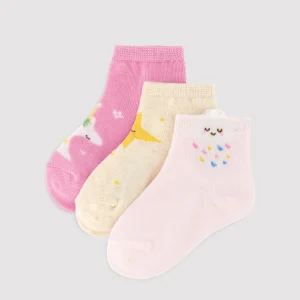 Confezione da 3 calzini corti per neonati con stampa di unicorni e stelle