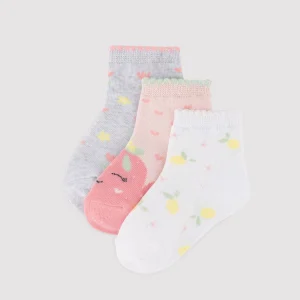 Confezione da 3 calzini corti per neonati con stampa di limoni e fragole