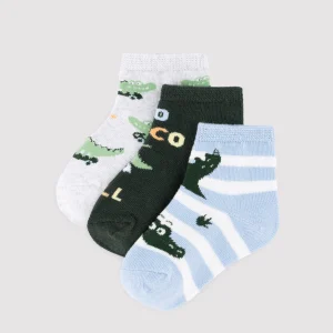Confezione da 3 calzini corti per neonati con stampa coccodrillo