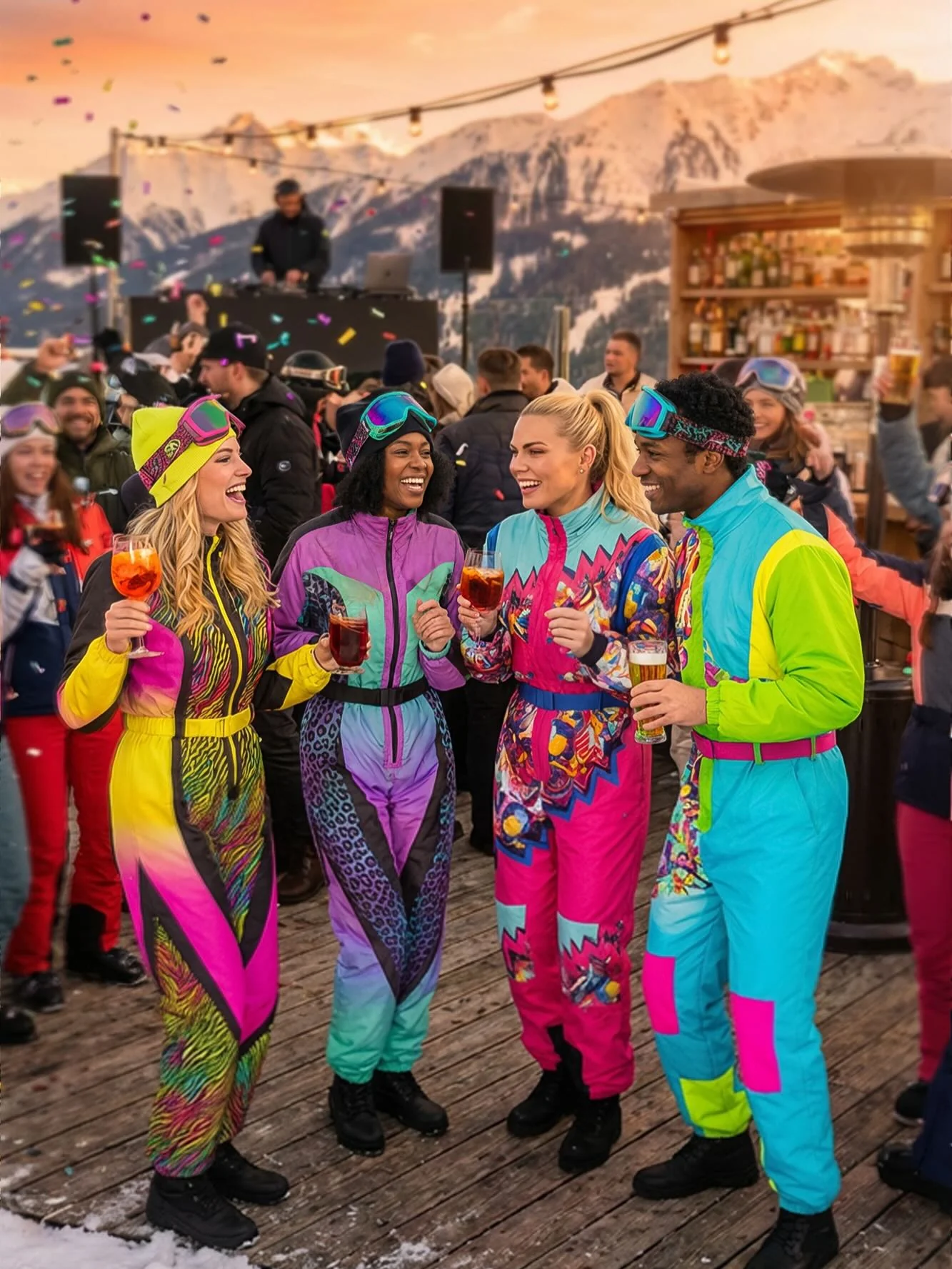 Costume da Sciatrice Zebra Multicolore Neon per Donna - immagine 9