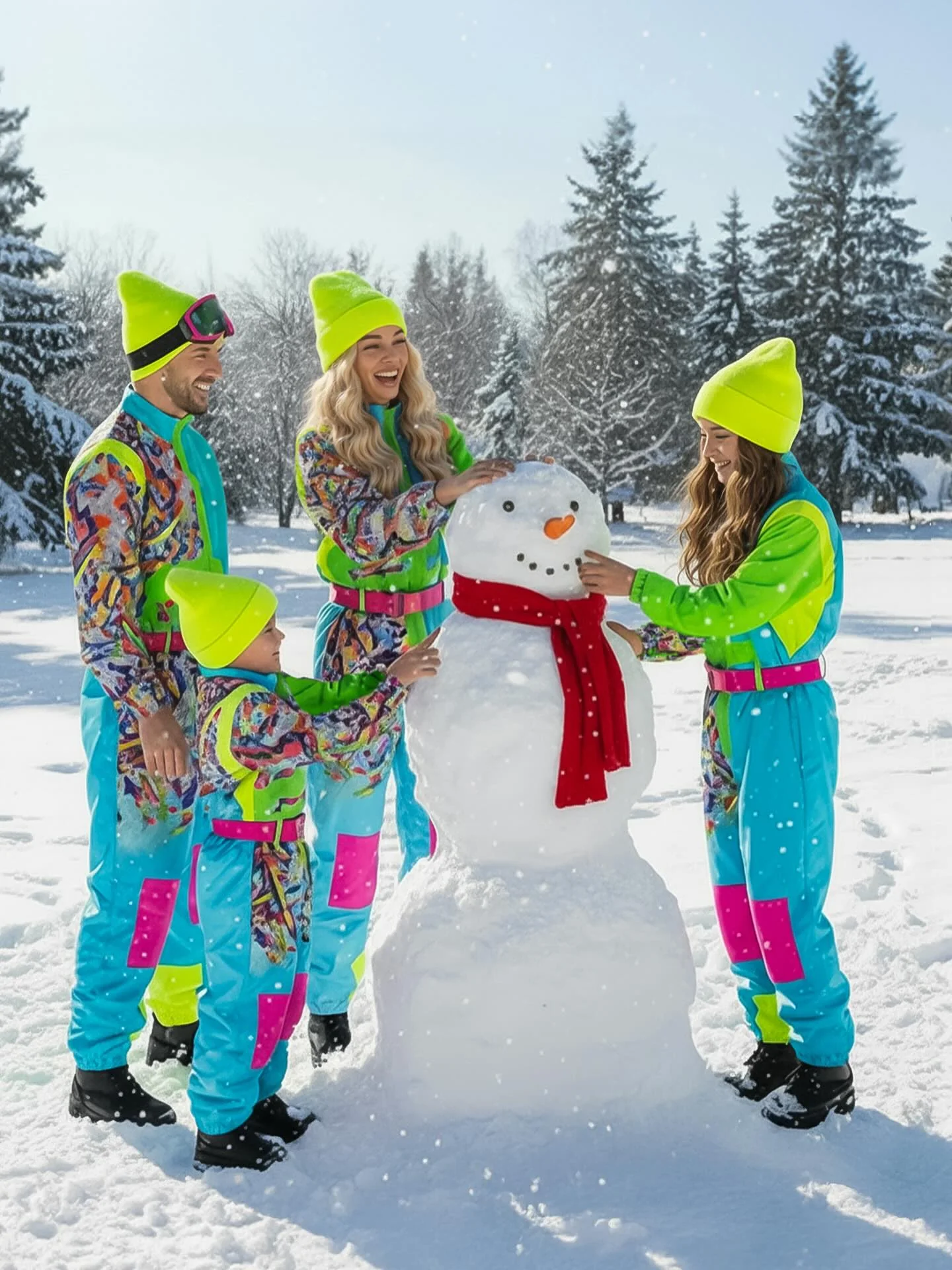 Costume da Sciatore Blu e Verde Neon per Adulto - immagine 8