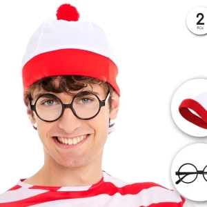 Cappello Bianco e Rosso di Wally con Occhiali