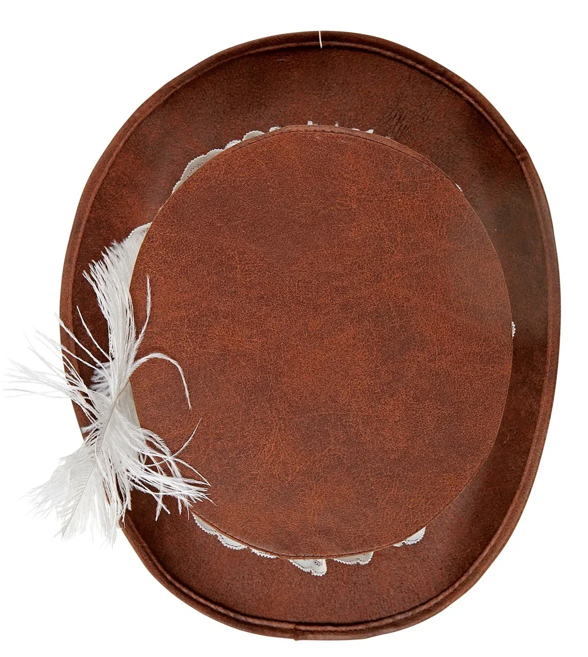 Cappello Steampunk Effetto Cuoio Marrone con Piuma - immagine 5