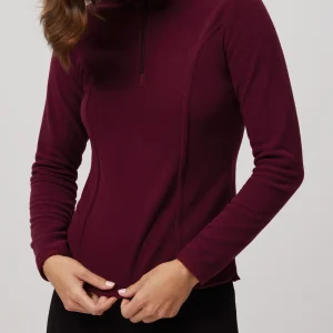 Fodera in pile da donna con mezza zip marrone