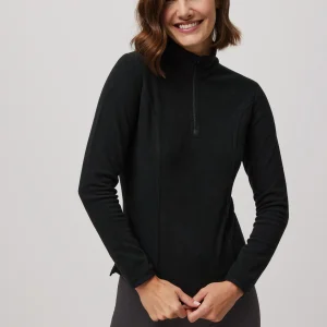 Pile mezza zip da donna nero
