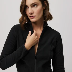 Giacca in pile nera da donna