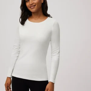 T-shirt calda bianca girocollo a maniche lunghe