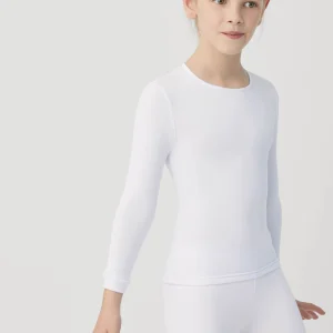 T-shirt termica bianca per bambini a maniche lunghe