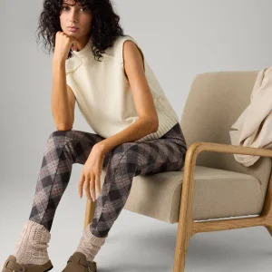 Pantaloni con stampa a quadri multicolor