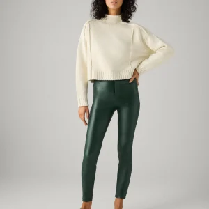 Jeans in tessuto gommato verde bottiglia