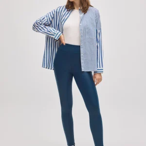 Leggings termici effetto pelle blu