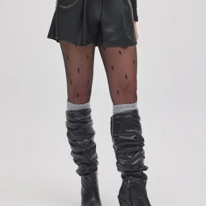 Pantaloncini effetto pelle nera