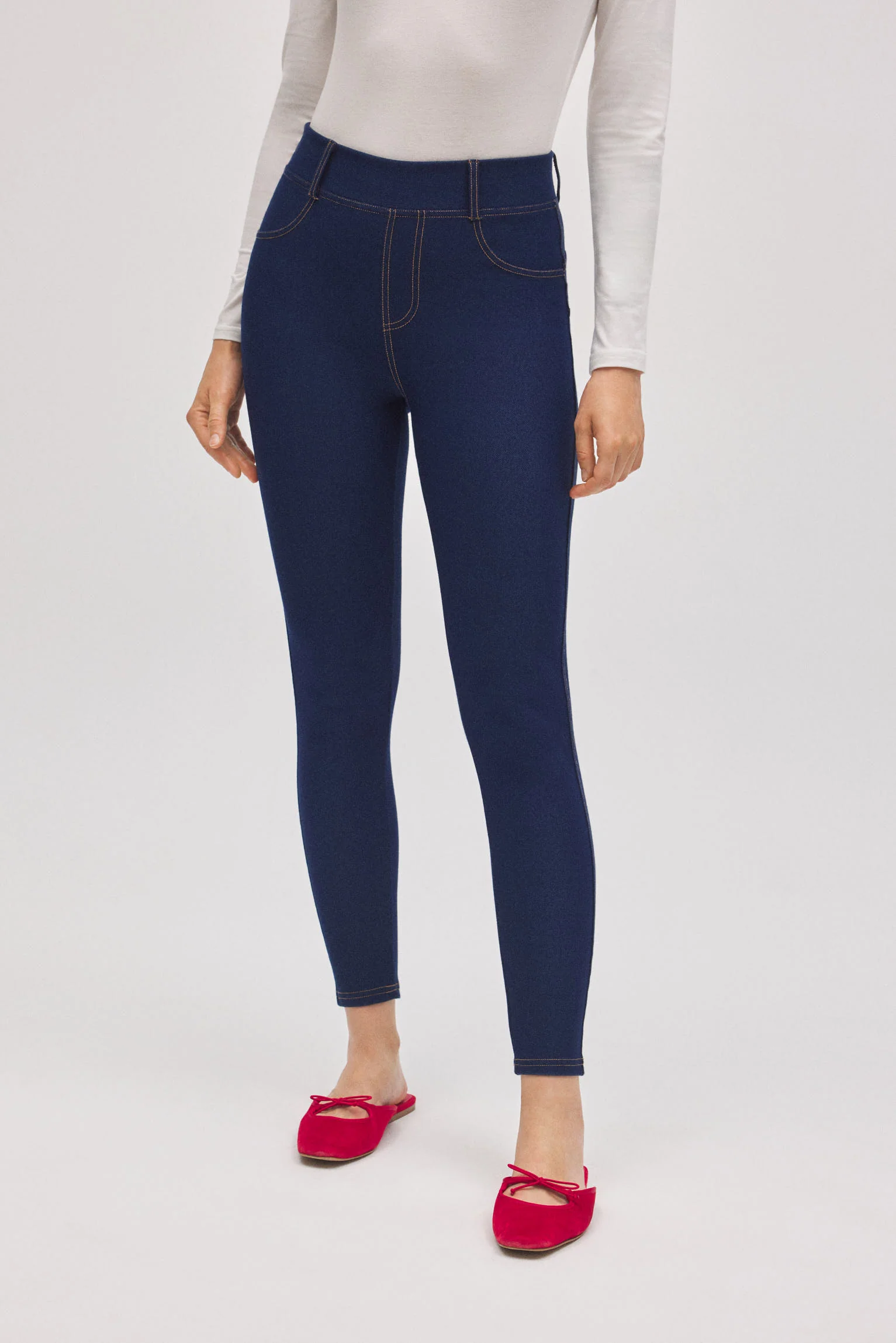 Jeans skinny elasticizzati blu navy - immagine 4