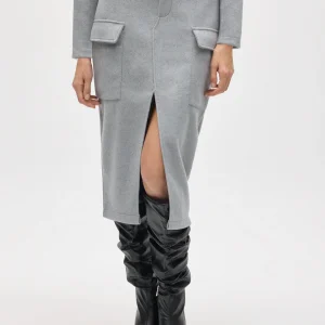 Gonna midi in stile cargo grigio caldo