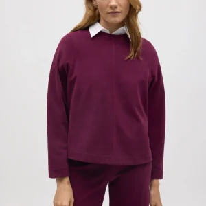 Maglione caldo girocollo con texture bordeaux