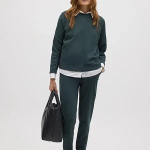 Maglione caldo a girocollo con texture verde bottiglia