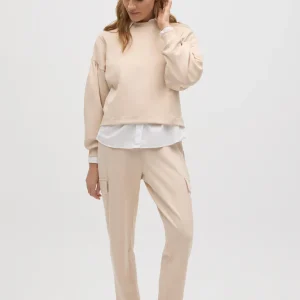 Pantaloni cargo fluidi color avorio