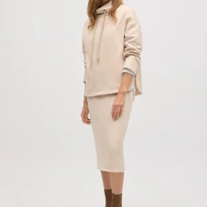 Gonna midi fluida color avorio