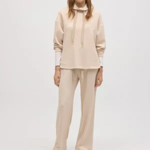 Pantaloni dritti fluidi color avorio