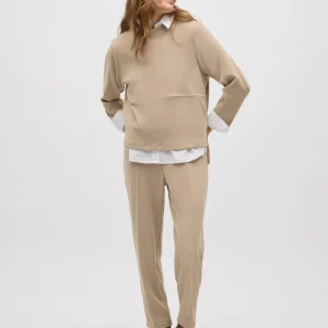 Maglione girocollo effetto velluto a coste beige