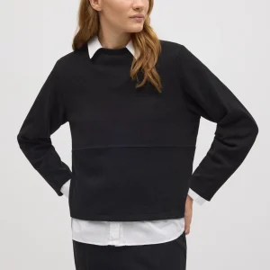 Maglione girocollo effetto velluto a coste nero