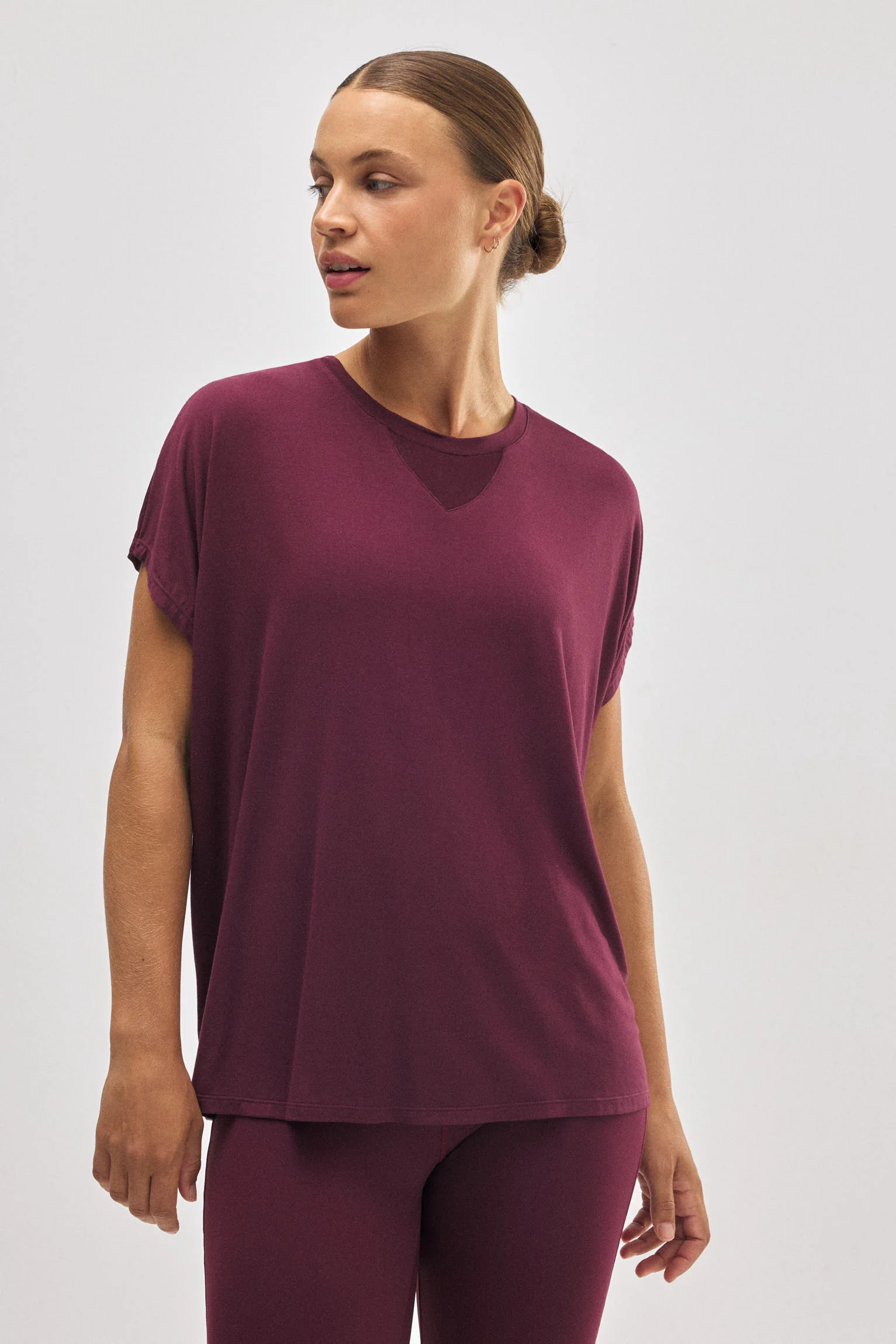 Maglietta sportiva a maniche corte bordeaux - immagine 2