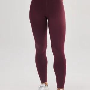 Leggings sportivi lunghi a compressione con pancia piatta e bordeaux