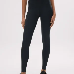 Leggings sportivi compressivi lunghi neri con pancia piatta