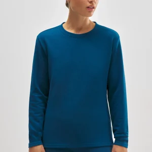 Maglietta termica in pile blu in stile sportivo