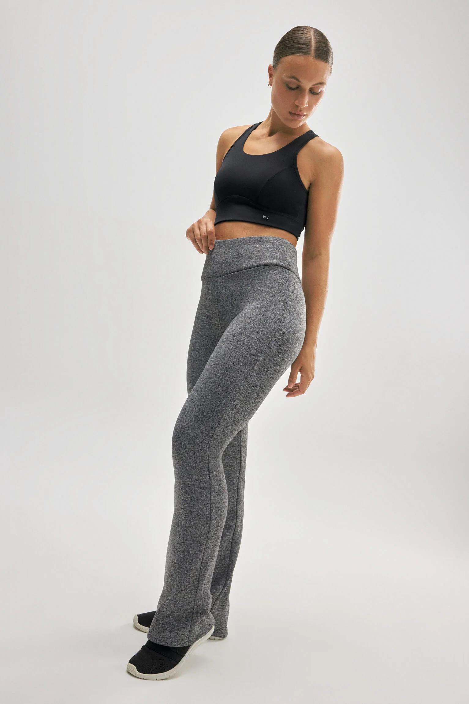 Leggings termici svasati in pile grigio stile sportivo - immagine 2