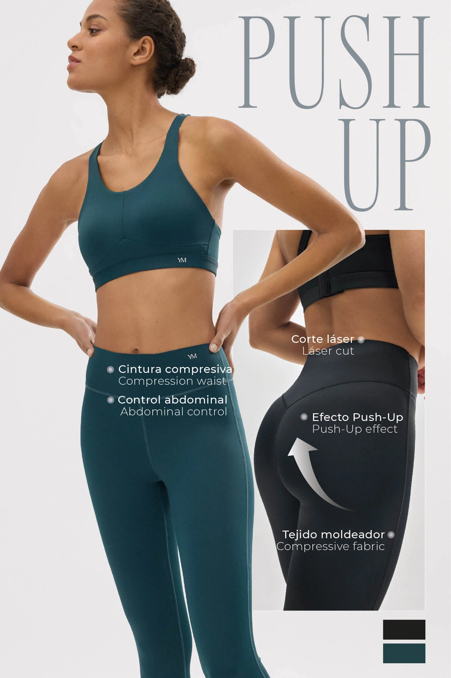 Leggings a compressione effetto push-up verde bottiglia - immagine 7