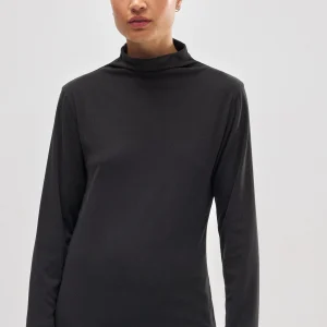 Maglietta sportiva termica nera con colletto Perkins