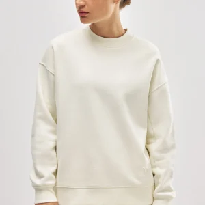 Felpa girocollo con interno in pile color avorio