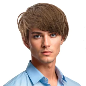 Parrucca Castana Corta Liscia da Uomo