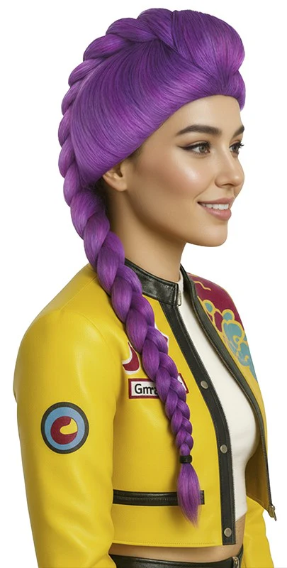 Parrucca di Rumi Guerreras K-pop Viola con Treccia - immagine 3