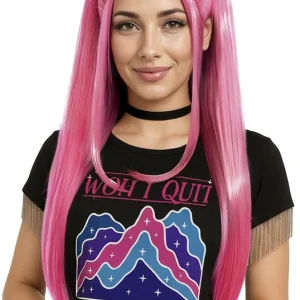 Parrucca di Mira Guerreras K-pop Rosa con Coletas